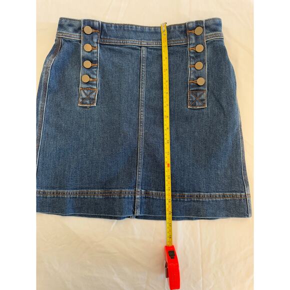 Loft NWT Jean Blue Denim Mini Sailor Buttons Skirt Size 0 Women's Medium Wash - Picture 5 of 5